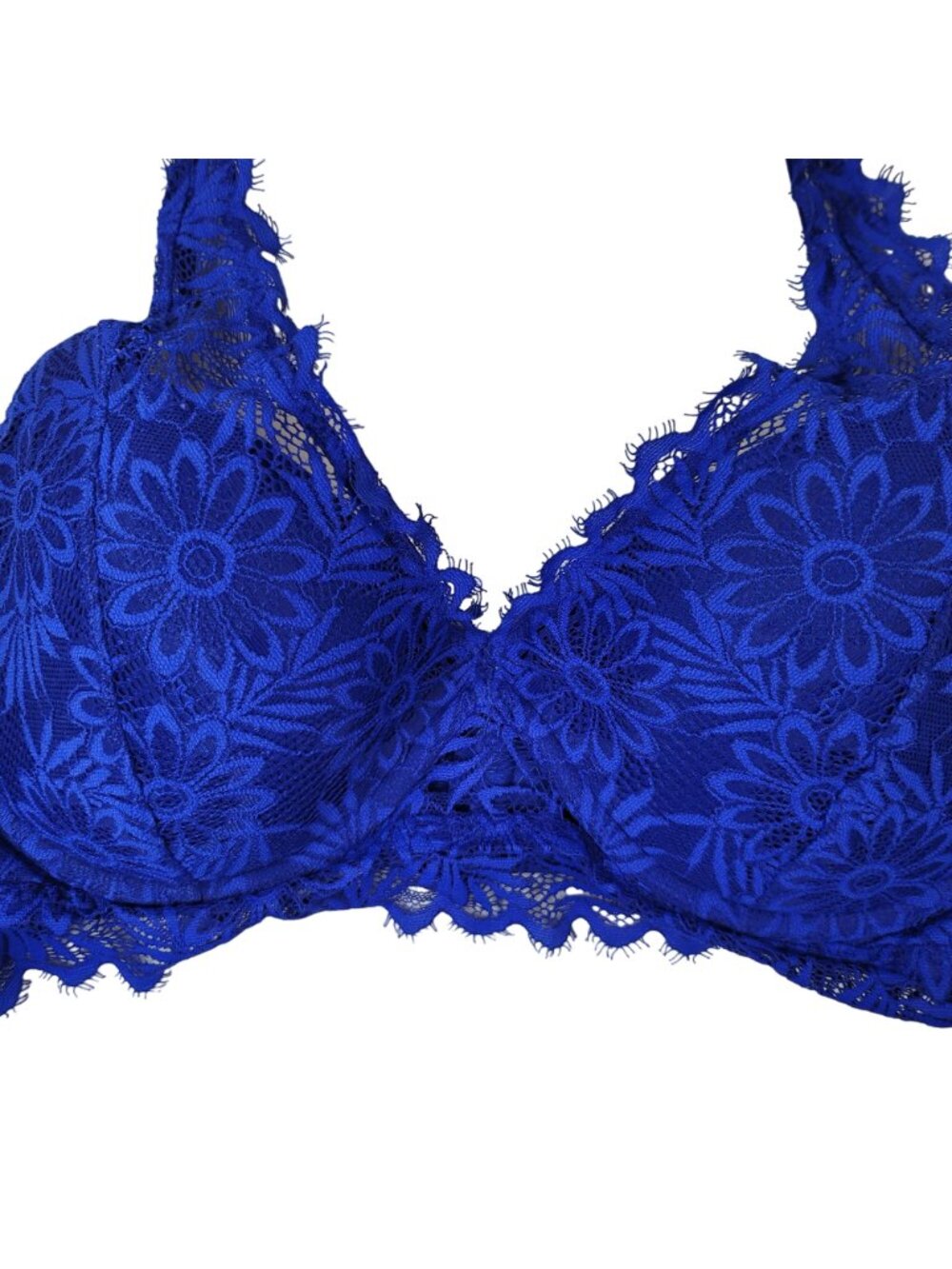 PINK Victoria's Secret Lace Bralette Bra Blue Large C Lightly Lined Underwire - Picture 3 of 12
